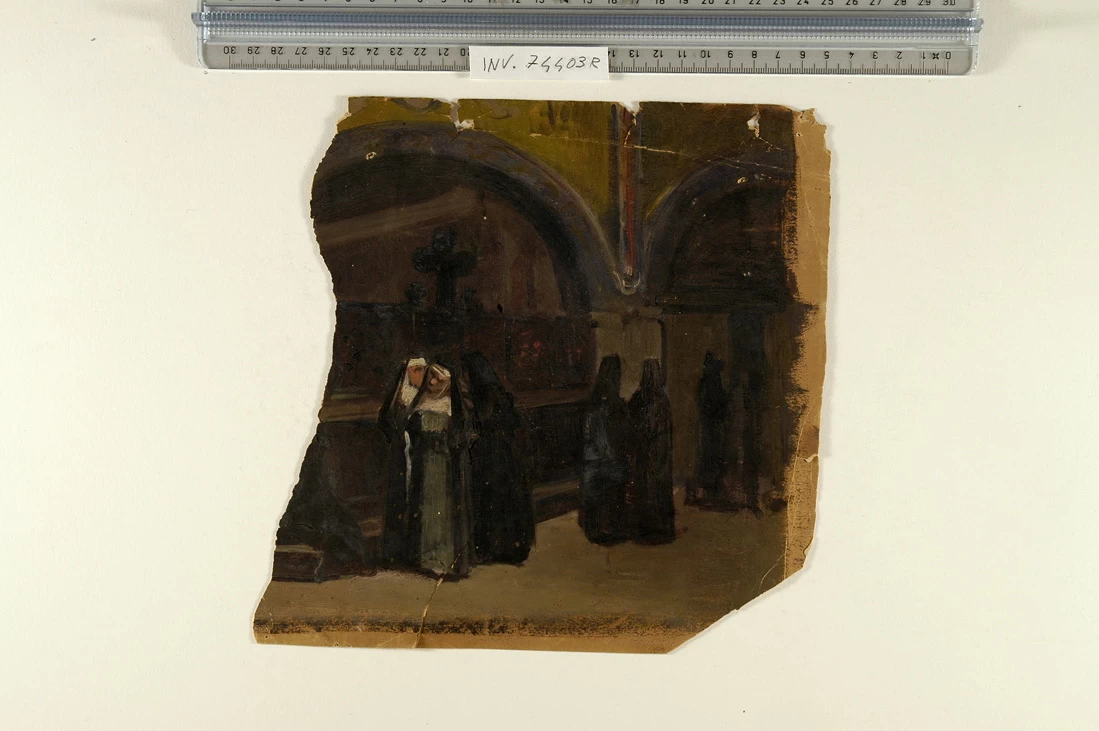 Interno di chiesa con monache - Noviziato S. Ignazio, Bologna